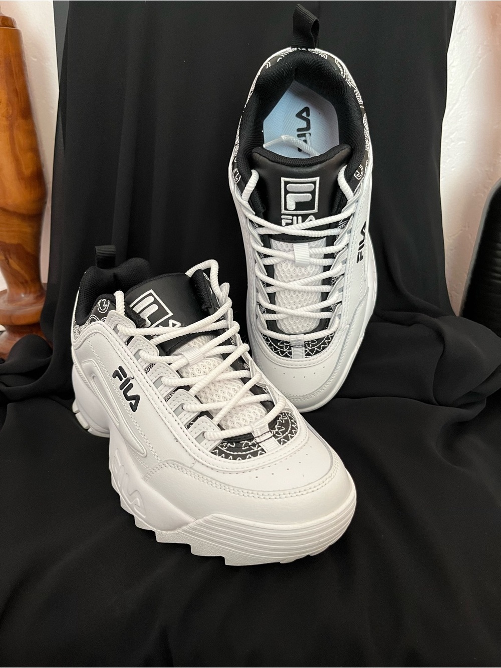 Fila White Sneakers with Black Collar